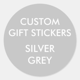 Custom SILVER GRAU ROUND Large Gift Stickers