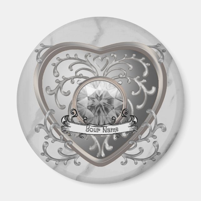 Custom Silver Jewel Fairy Heart Magnet (Vorne)