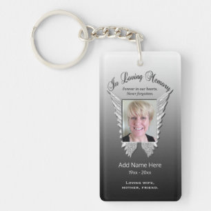 Custom Silver Memorial Angel Wings Foto hinzufüge Schlüsselanhänger