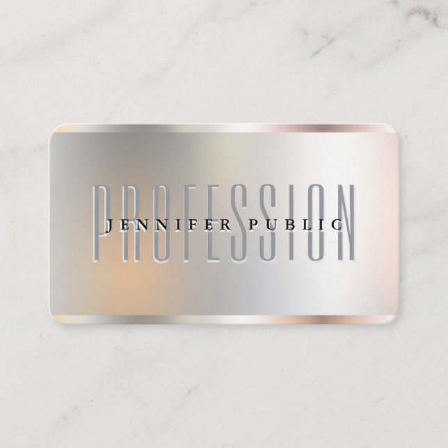 Custom Silver Metallic Look Luxus Premium Silk Visitenkarte (Vorderseite)