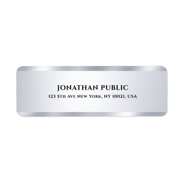 Custom Silver Modern Simple Elegant Return Address (Vorne)