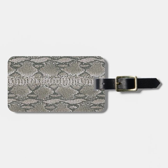 Custom Silver Snake Skin Luggage Tag Gepäckanhänger (Vorderseite horizontal)