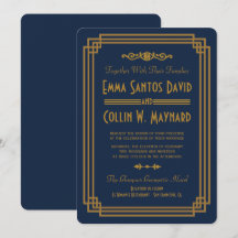 Custom Simple Blue Art Deco Wedding lädt