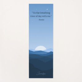 Custom Simple Blue Mountain Moon Night Sky Quote Yogamatte
