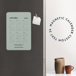 Custom SImple Chic 2024 Dusty Green Calendar Magnet