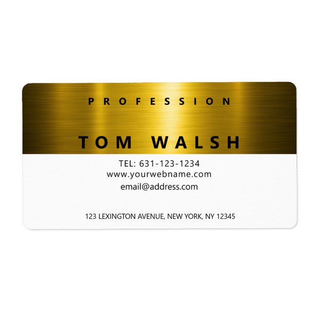 Custom Simple Elegant Gold White Business Card (Vorne)