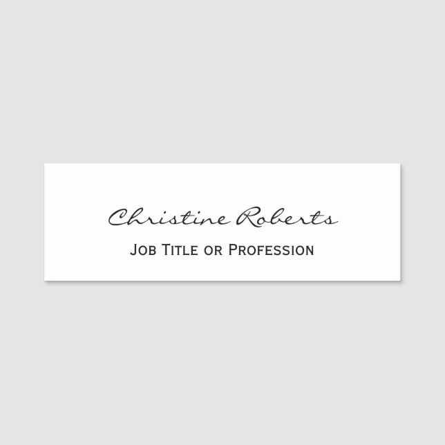 Custom Simple Elegant White Business Mitarbeiter Namensschild (Vorderseite)