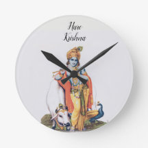 Custom Simple Lord Krishna avec la vache Horloge r