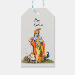 Custom Simple Lord Krishna mit Cow Gift Label Geschenkanhänger