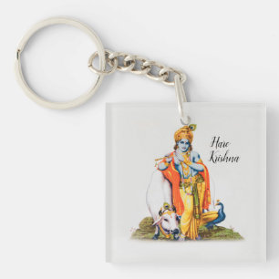 Custom Simple Lord Krishna mit Kuh-Schlüsselanhäng Schlüsselanhänger