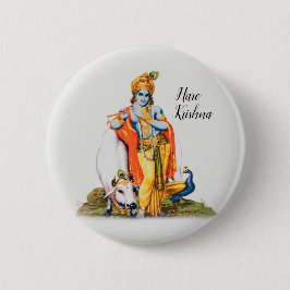 Custom Simple Lord Krishna mit Kuh- und Vogelknopf Button
