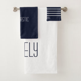 Custom Simple Niedlich Navy Family Badhandtuch Set
