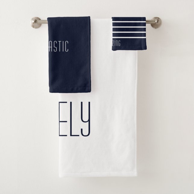 Custom Simple Niedlich Navy Family Badhandtuch Set (Insitu)