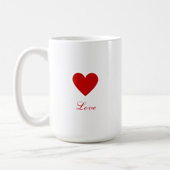 Custom Simple Red Heart Love Kaffeetasse (Links)