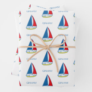 Custom Simple Sailboat Classic Baby Boy Nautical Geschenkpapier Set