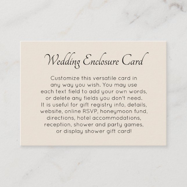 Custom, Simple Versatile DIY Cream Wedding Begleitkarte (Vorderseite)