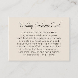 Custom, Simple Versatile DIY Cream Wedding Begleitkarte