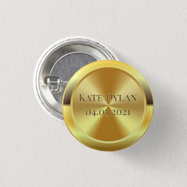 Custom Simulated Engraved Gold Button (Vorne & Hinten)