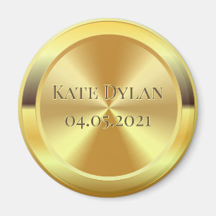 Custom Simulated Engraved Gold Circle Magnet
