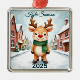 Custom Single Rentier Town Ornament Aus Metall