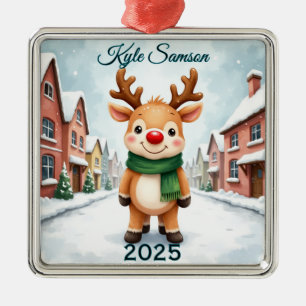 Custom Single Rentier Town Ornament Aus Metall