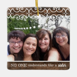 Custom Sister Rustic 2-Foto Moderne Weihnachten Keramikornament