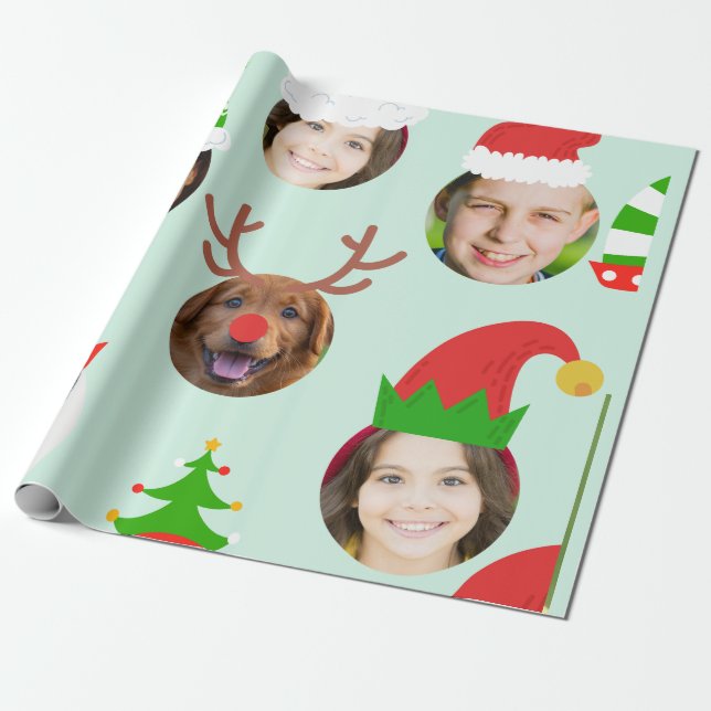 Custom Six Foto Weihnachts-Crew Funny Geschenk Geschenkpapier (Ungerollt)