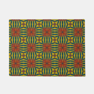 Custom Size Red Blue & Yellow Tribal Cat Bowl Mat Fußmatte