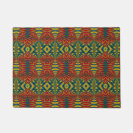 Custom Size Red Blue & Yellow Tribal Pet Bowl Mat Fußmatte