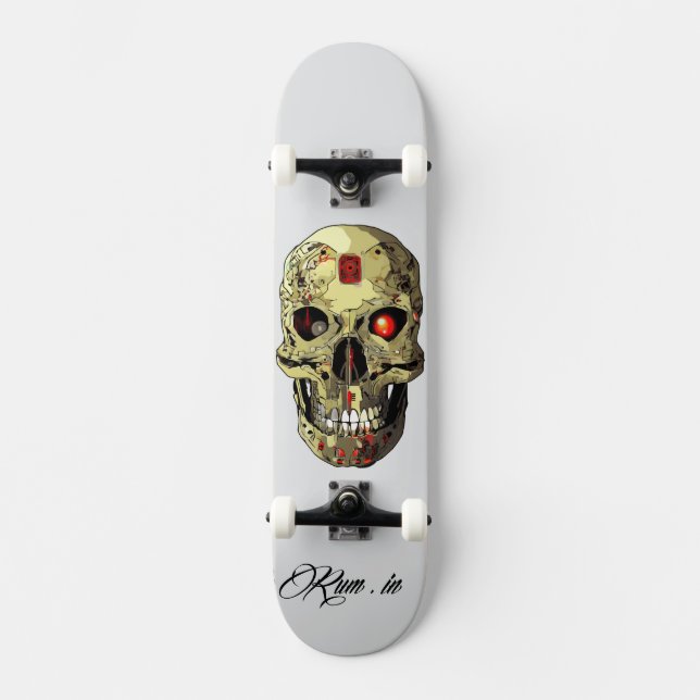 Custom Skateboard Deck - "Skull Cyborg"  (Recto)