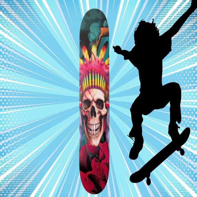Custom Skateboard Graffiti Indianischer Schädel (Original and best online Zazzle skateboard shop- Urban Warrior)