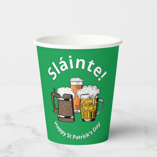 Custom Sláinte St Patricks Day Pappbecher (Vorderseite)
