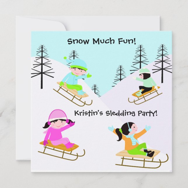 Custom Sledding Party Geburtstag Einladungen (Vorderseite)
