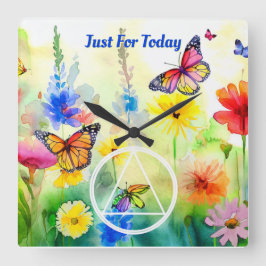 CUSTOM Slogan OM Symbol Schmetterlinge und Blume Quadratische Wanduhr