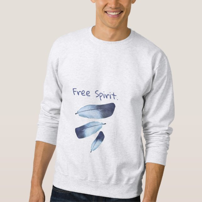 Custom Slogan Tribal Blue Feathers with Dew Drops Sweatshirt (Vorderseite)