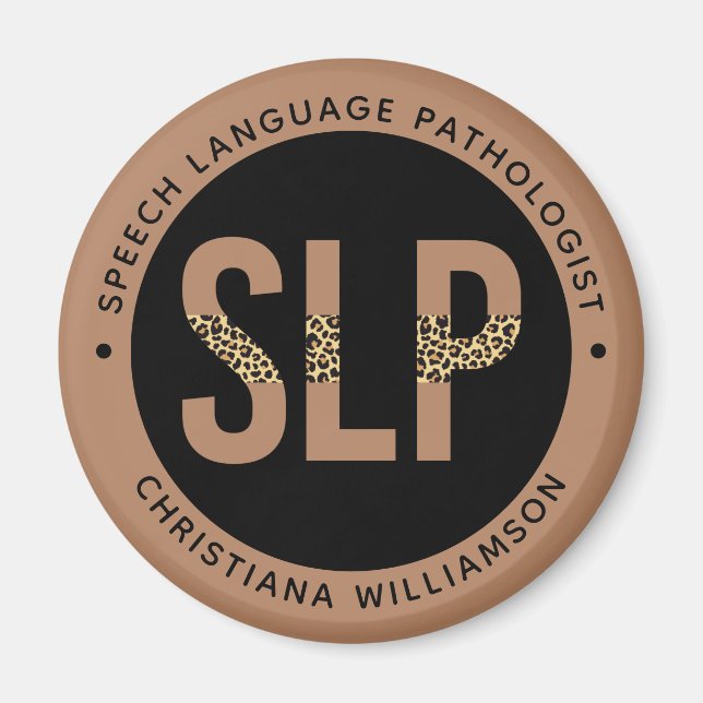 Custom SLP Speech Pathologe Leopard Druckgeschenke Magnet (Vorne)