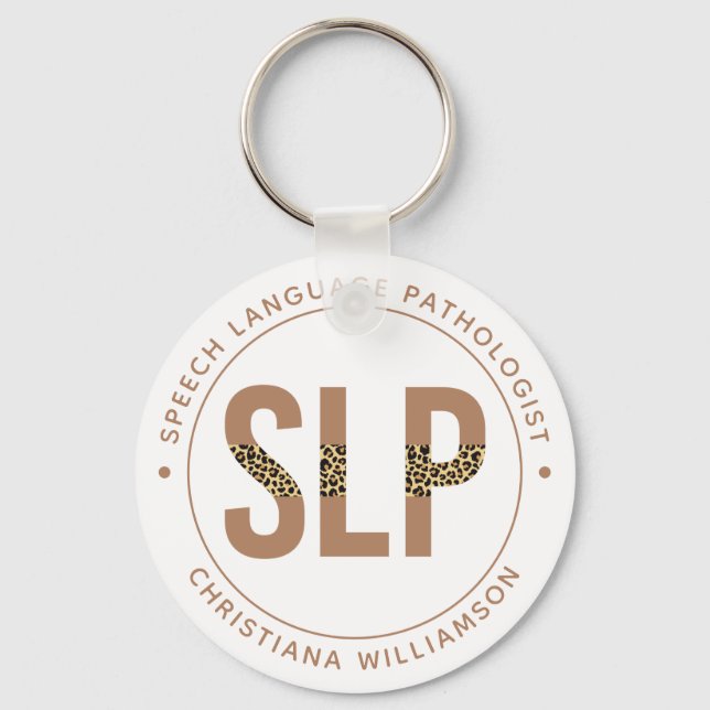Custom SLP Speech Pathologe Leopard Druckgeschenke Schlüsselanhänger (Vorderseite)