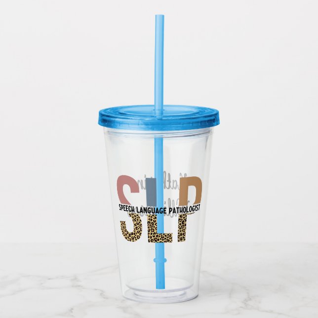 Custom SLP Speech Pathologe Leopard Print Acryltrinkbecher (Vorderseite)