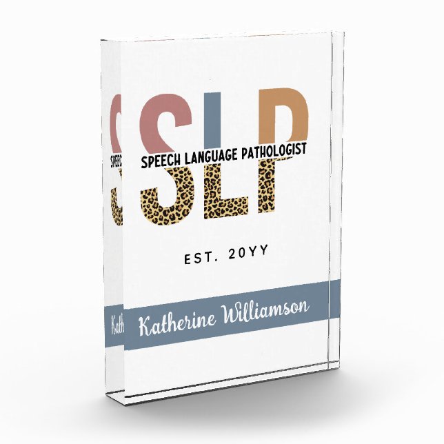 Custom SLP Speech Pathologe Leopard Print Fotoblock (Links)