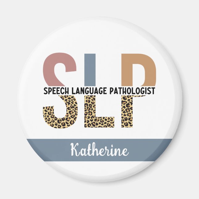 Custom SLP Speech Pathologe Leopard Print Magnet (Vorne)