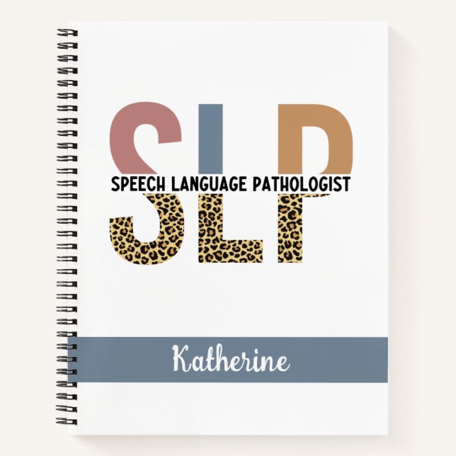 Custom SLP Speech Pathologe Leopard Print Notizbuch (Vorderseite)