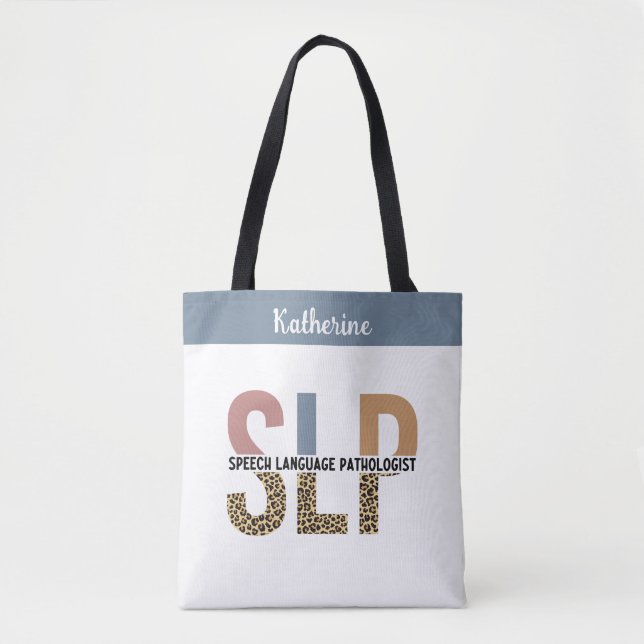 Custom SLP Speech Pathologe Leopard Print Tasche (Vorderseite)
