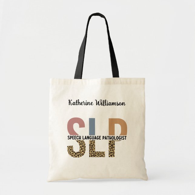 Custom SLP Speech Pathologe Leopard Print Tragetasche (Vorne)