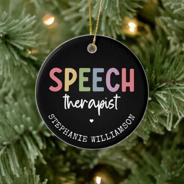 Custom SLP Speech Pathologist Speech Therapist Keramik Ornament (Baum)