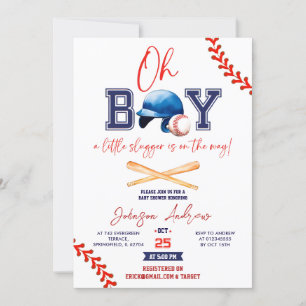 Custom Slumdunk Oh Boy Baseball Baby Shower Bundle Einladung
