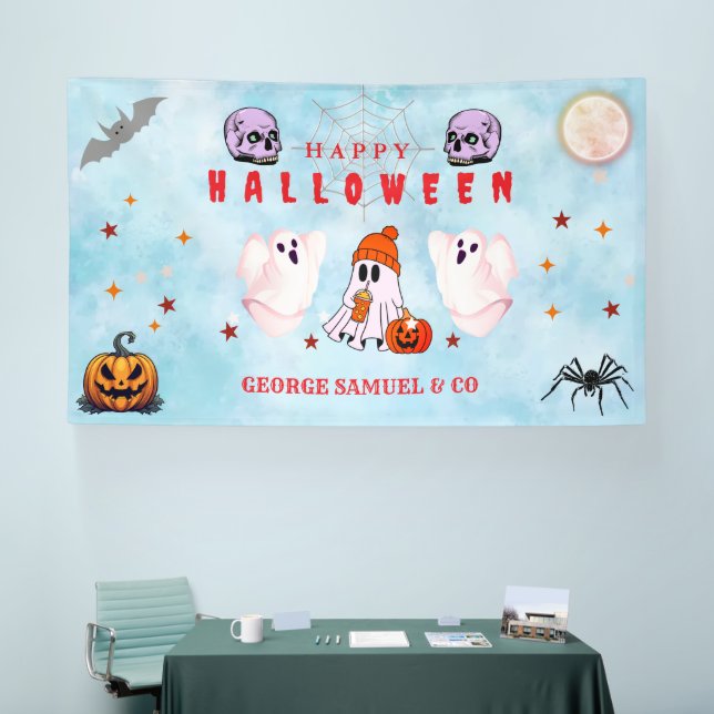 Custom Small Business Logo Halloween Party Banner (Messe)