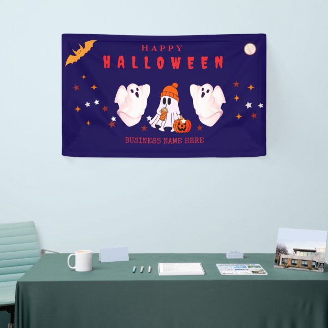 Custom Small Business Logo Halloween Party Banner (Messeveranstaltung)