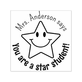 Custom Smile Face Star Classroom Reward Permastempel