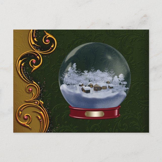 Custom Snowglobe Weihnachten Postcard (Vorderseite)
