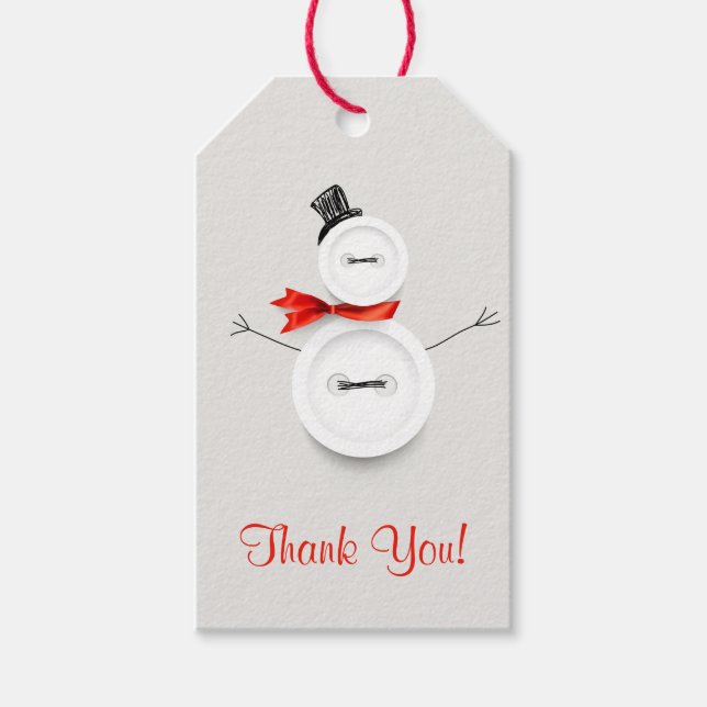 Custom Snowman Button Danke Tag Geschenkanhänger (Vorderseite)